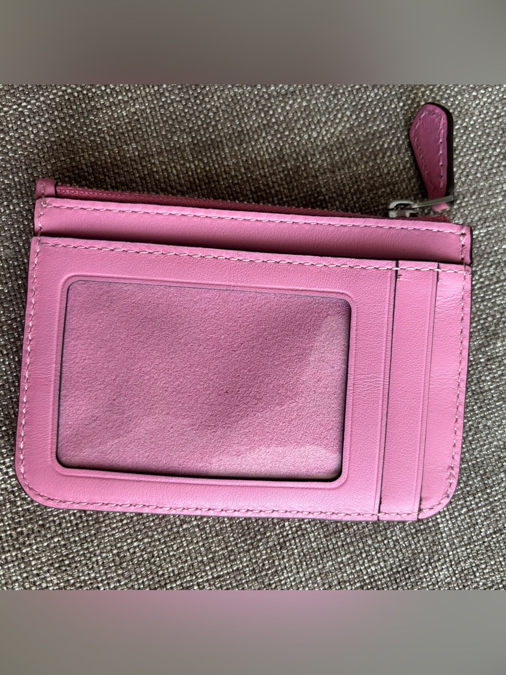 Coach Pink Signature ID Wallet Card Holder with Silver 'C' Accent - Picture 2 of 10